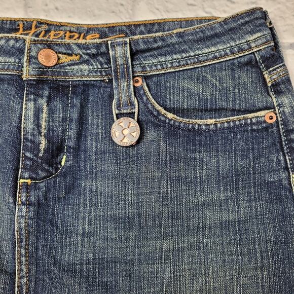 Hippie Denim Pencil Skirt with Front Vent and Metal Lock Charm size 7 - Picture 2 of 12